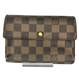 Louis Vuitton Damier Ebene Canvas Compact Trifold Wallet Snap Close Code: SP0034